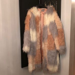 Asos Patchwork Mongolian Fur Coat